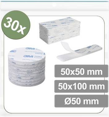 Quadrios 25CA686 Hook-and-loop stick-on dots stick-on Hook and loop pad (Ø x L) 50 mm x 50 mm White 30 pc(s)
