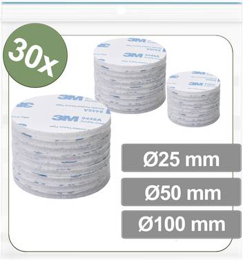 Quadrios 25CA687 Hook-and-loop stick-on dots stick-on Hook and loop pad (Ø) 100 mm White 30 pc(s)
