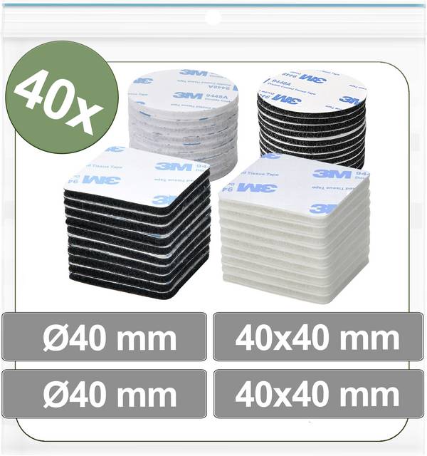 Quadrios 25CA688 Hook-and-loop stick-on dots stick-on Hook and loop pad (Ø x L) 40 mm x 40 mm Black, White 40 pc(s)