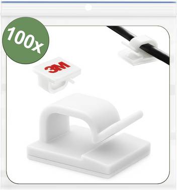 Quadrios 25CA751 Clip Self-adhesive 25CA751 Bundle Ø range 1 up to 7 mm   White 100 pc(s)