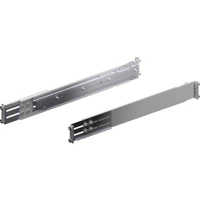 Two metal drawer slides, one extended and one retracted, displaying their mechanisms and construction.