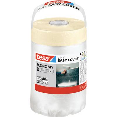 Tesa 2 in 1 Easy Cover Economy. Roll with masking paper and tape; suitable for painting protection, dimensions 25m x 55cm.