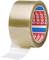A roll of transparent adhesive tape with a red and blue inner label displaying the brand 'tesa'.