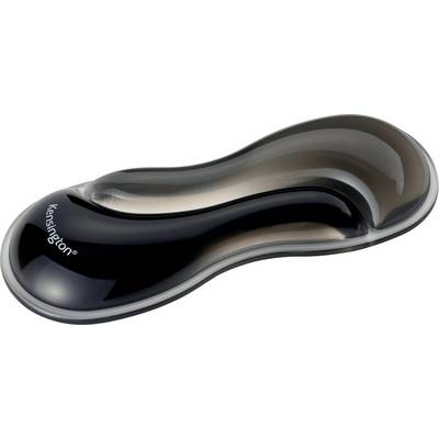 Ergonomically designed black wrist rest for computer keyboards, featuring a curved shape and 'Kensington' branding.