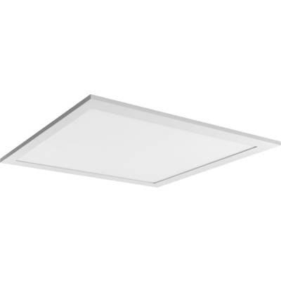 A square LED panel light with a white frame and diffuse surface, designed for ceiling installation, used for energy-efficient indoor lighting.