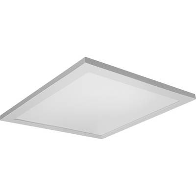 Square LED ceiling light panel in white, shown at an angle, featuring a sleek, modern design.