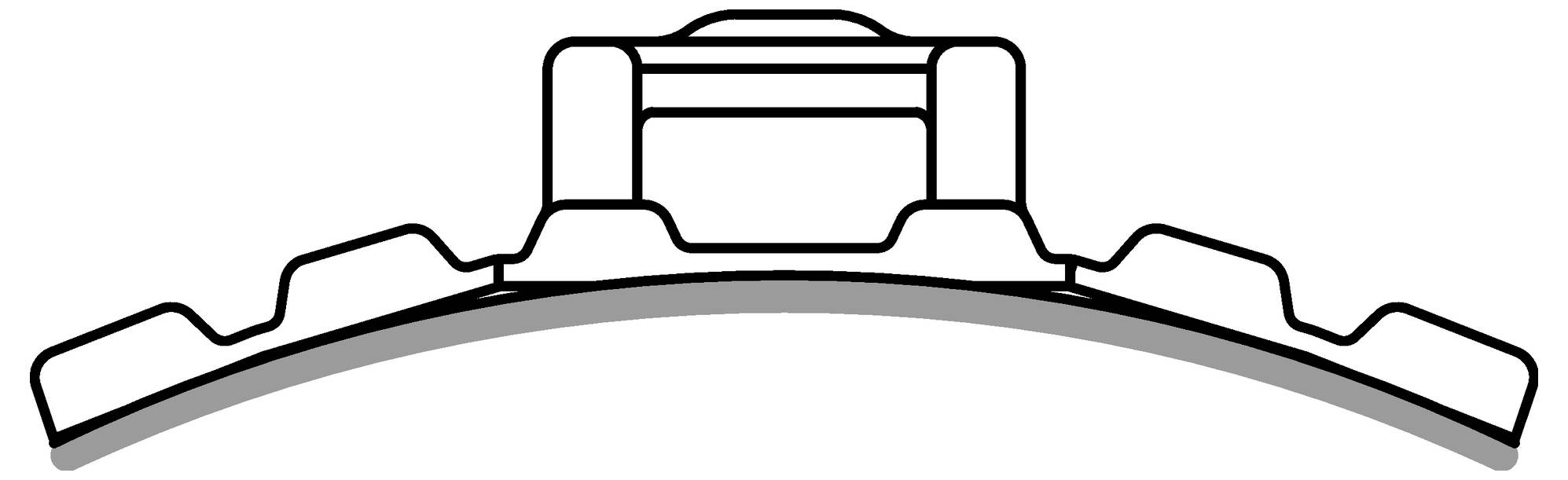 Cross-sectional diagram of a circular saw blade showing teeth and gullets, illustrating blade structure and design for cutting.