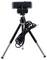A small tripod with a webcam attached on top. A USB cable is coiled around the center of the tripod.