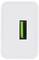 A white rectangular wall plate with a vertical green USB port at the center.