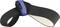 A close-up of a black and blue weightlifting wrist strap, designed to support grip and protect the wrists during lifting exercises.