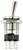 'A metallic toggle switch with a lever handle, threaded cylindrical body, hex nut, and multiple terminal prongs at the base.'