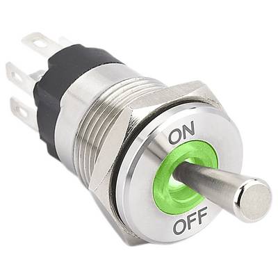 A silver toggle switch with a green base, labeled 'ON' and 'OFF', positioned to the 'OFF' side.