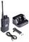 Two-way radio with antenna, charger base labeled 'Midland', belt clip, USB cable, and screws. Ideal for portable communication.