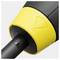 'Close-up of a drill drill bit holder with a yellow ring and arrow symbols for alignment, showcasing a textured grip for enhanced handling.'