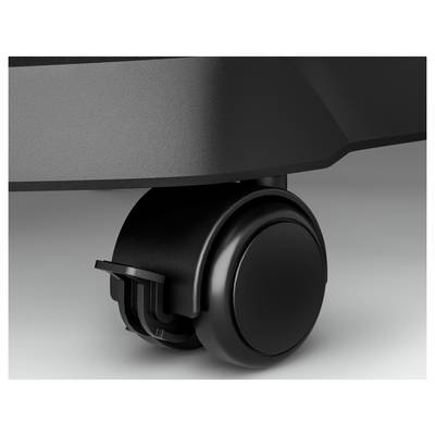 A black caster wheel attached to the bottom of a piece of furniture, designed for mobility and support on flat surfaces.