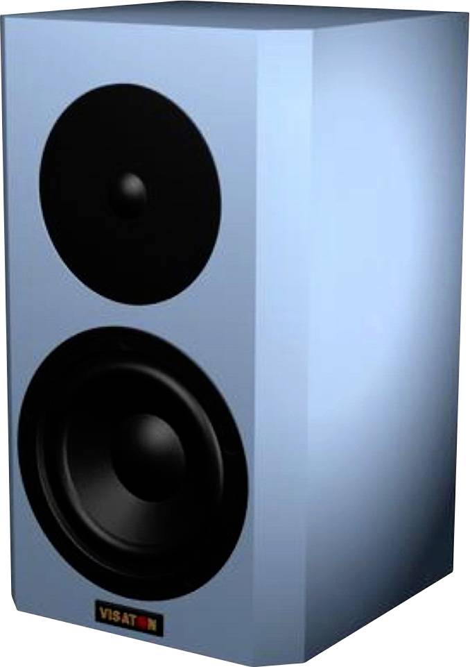 A blue rectangular Visaton speaker with two front-facing drivers in black.