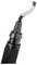 Curved deburring blade attached to a black handle, used for removing burrs from metal or plastic surfaces.