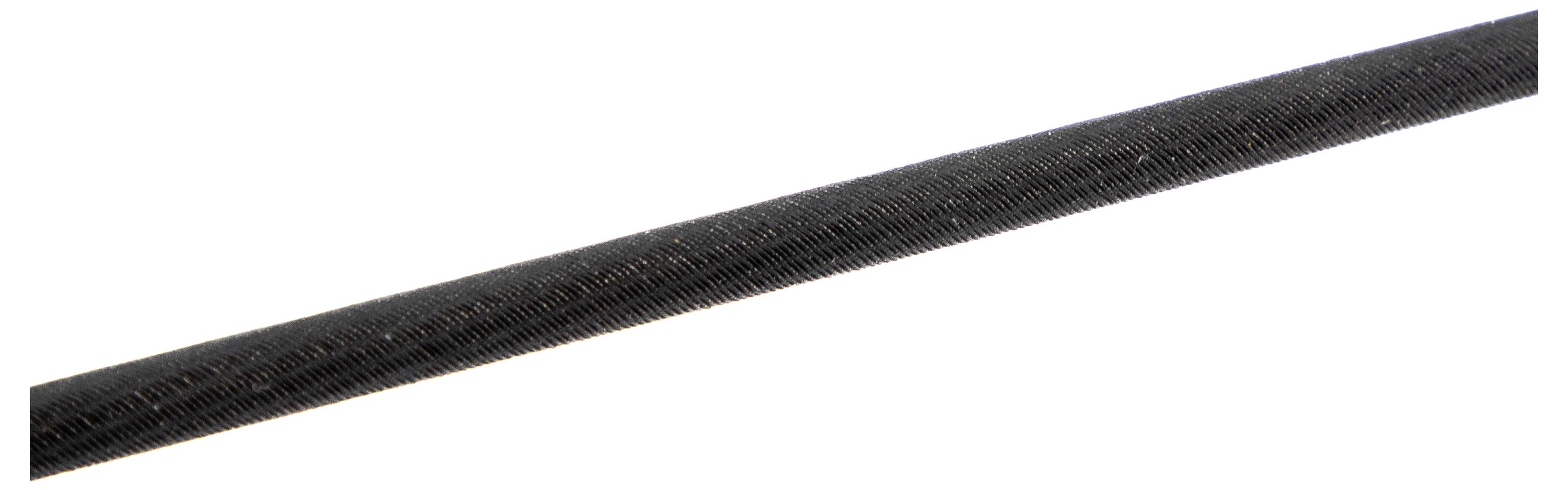 A close-up image of a long, cylindrical black rod or pipe with a textured surface against a plain white background.