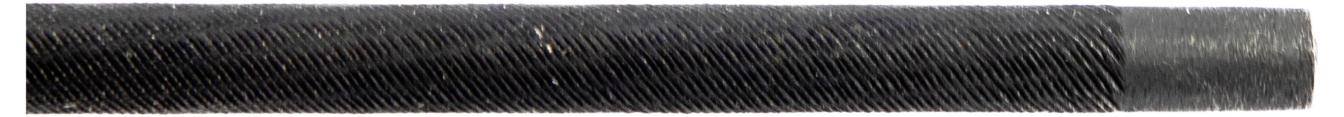 A black hydraulic pipe with a textured surface, viewed horizontally.