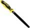 Hand file with Yellow and black handle, flat metal working surface.