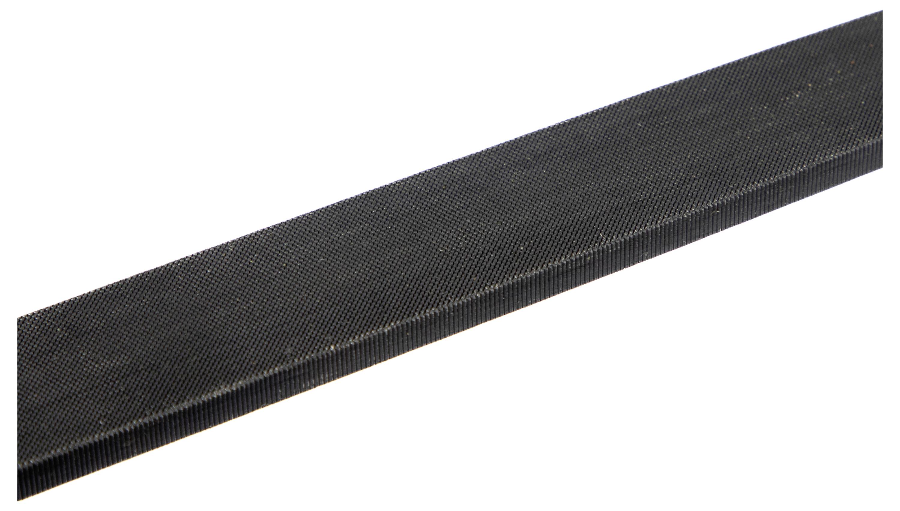 A textured, rectangular black strip shown diagonally, resembling an industrial belt or strap, with a rough surface.