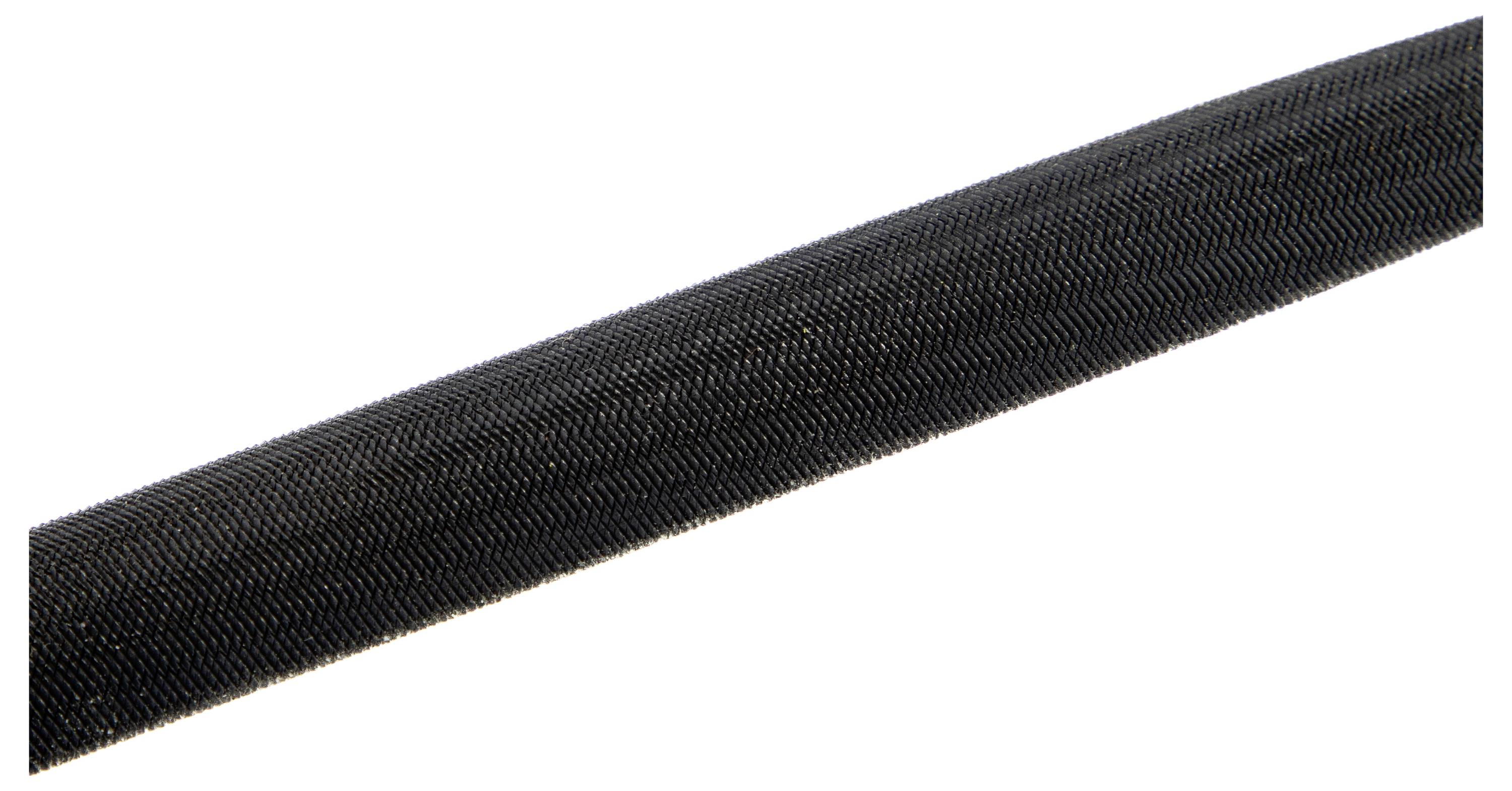 A close-up image of a black woven cable sleeve, showcasing its braided texture and smooth surface, used for bundling and protecting cables.