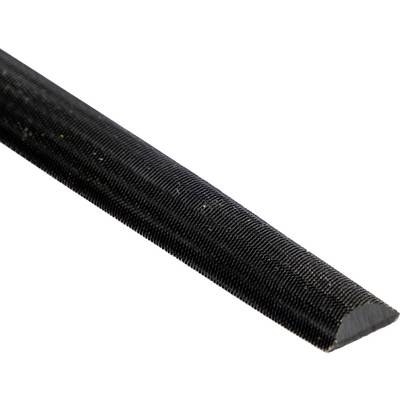 A close-up image of a semi-circular, fine-toothed file, commonly used for smoothing or shaping edges in various materials.