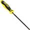 A black and yellow screwdriver with a long metal shaft, featuring an ergonomic handle design.