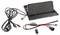 Black dashboard-mounted organizer tray with integrated USB port, cable, and wiring harness on a white background.