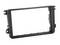 Black plastic car stereo dashboard mounting frame with side tabs for installation<br>