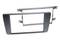 Two overlapping black plastic dashboard trim bezels, likely for a car stereo or infotainment installation.