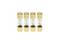 Four glass cartridge fuses with gold-colored metal ends, arranged in a row on a white background.