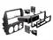 Exploded view of a car stereo dash installation kit, showing the front frame, brackets, mounting plates, and trim pieces.<br>