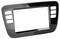Glossy black car dashboard bezel with a large rectangular center opening and three button cutouts on each side<br>