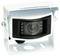 White surveillance camera in a metal mount, front-facing lens visible.