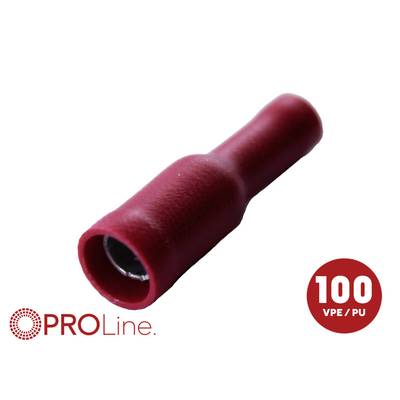 Red insulated electrical wire connector labeled 'PRO Line' and '100 VPE/PU' on a white background.