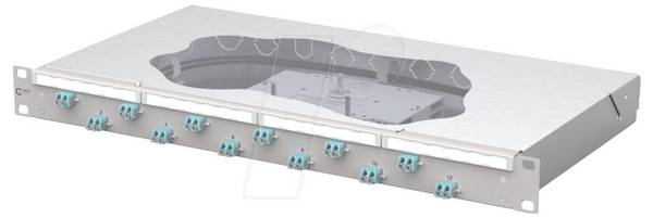 Metz Connect OpDAT fix2 Patchfeld splice 12xLC-D OM3 Patch panel 483 mm (19") Optical fiber 1 U Light grey Equipped
