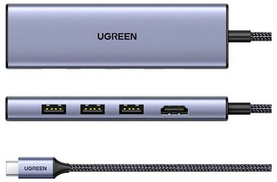 UGREEN USB-C® docking station CM511 6-in-1 USB-C Hub Compatible with (brand): Universal Charging function, Built-in card reader