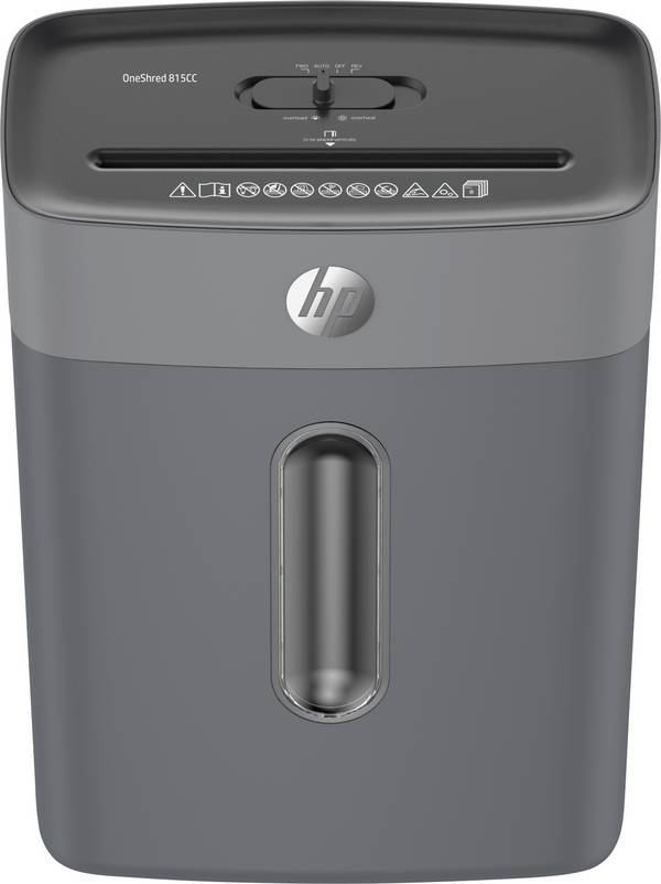 HP OneShred 815CC Document shredder 8 sheet Particle cut P-4 15 l Also shreds Paper clips, Staples, Credit cards