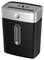A black and silver paper shredder with a viewing window and control buttons on top. It has an HP logo on the front.