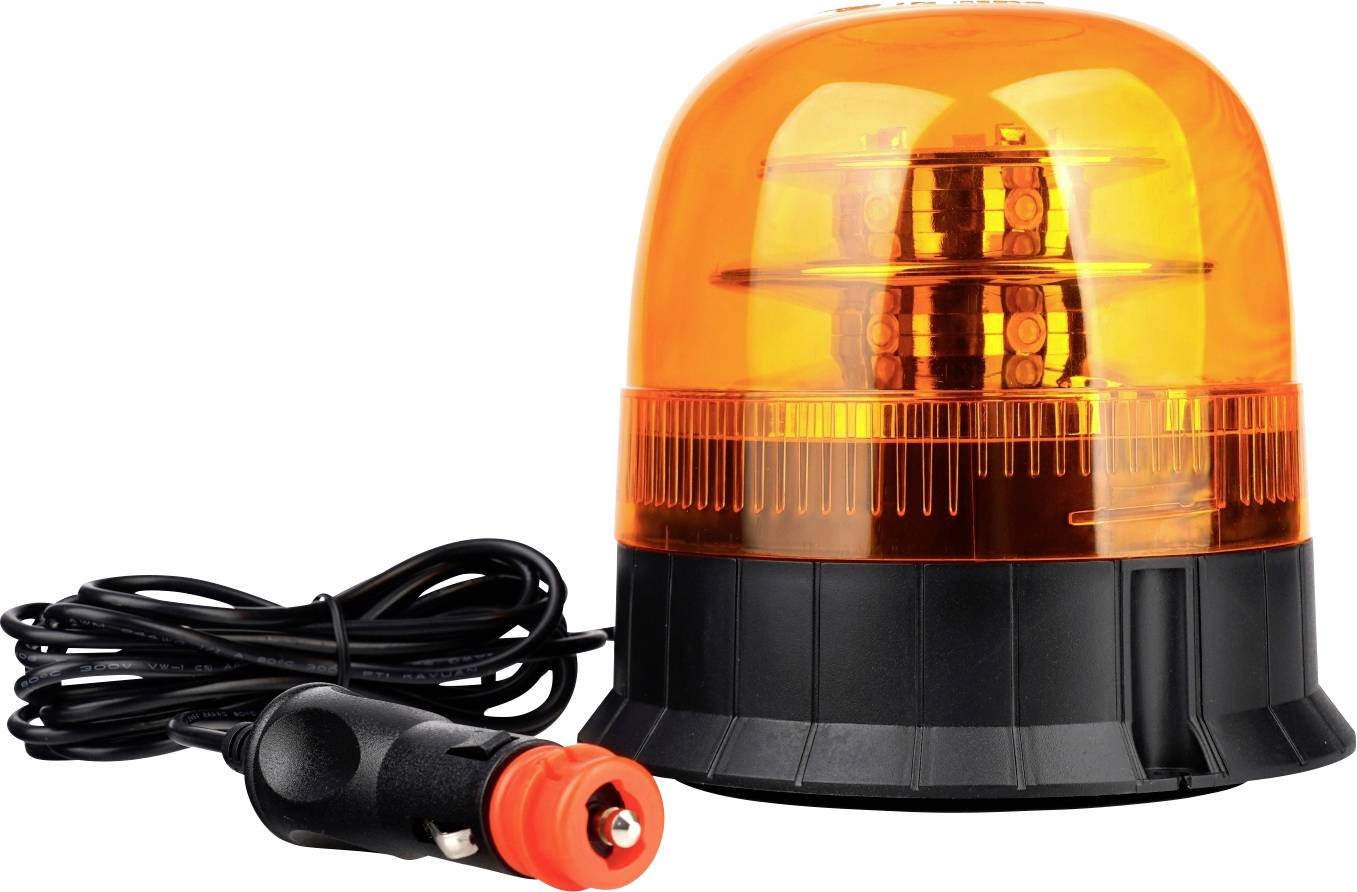 'Orange warning light with cord and car adapter, used for safety and signaling.'