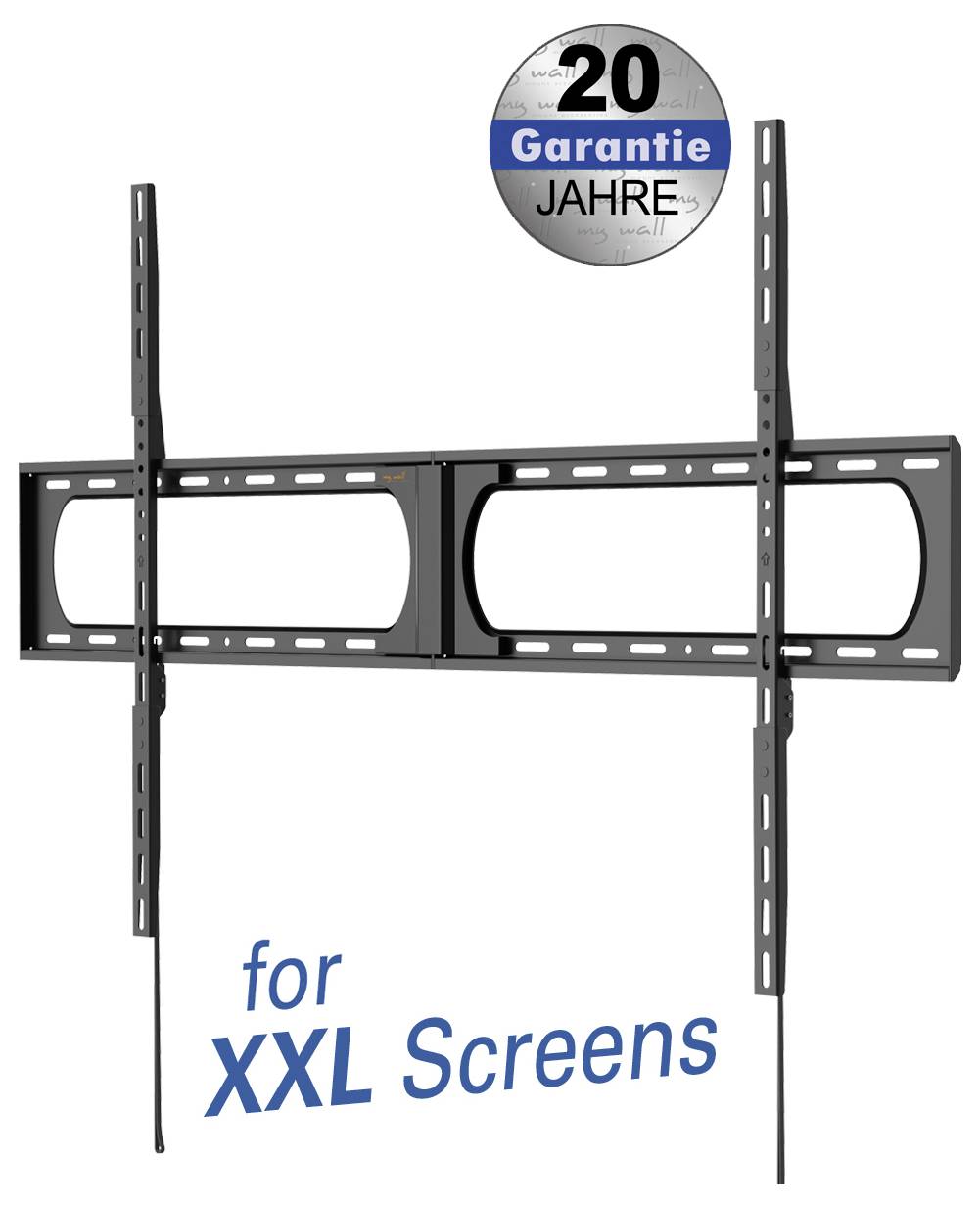 'Wall mount for XXL screens with 20-year guarantee badge'