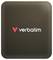 Black Verbatim external drive or power bank with rounded square shape and red Verbatim logo centered on the front.