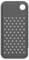 Grey perforated grater or zester plate with a circular handle hole in the top right.<br>