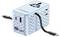 Verbatim 70W GaN III travel adapter with multiple AC outlets and USB-C ports, shown with two cables connected.