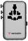 Portable Verbatim universal travel adapter with multiple plug socket openings on a gray rectangular body<br>