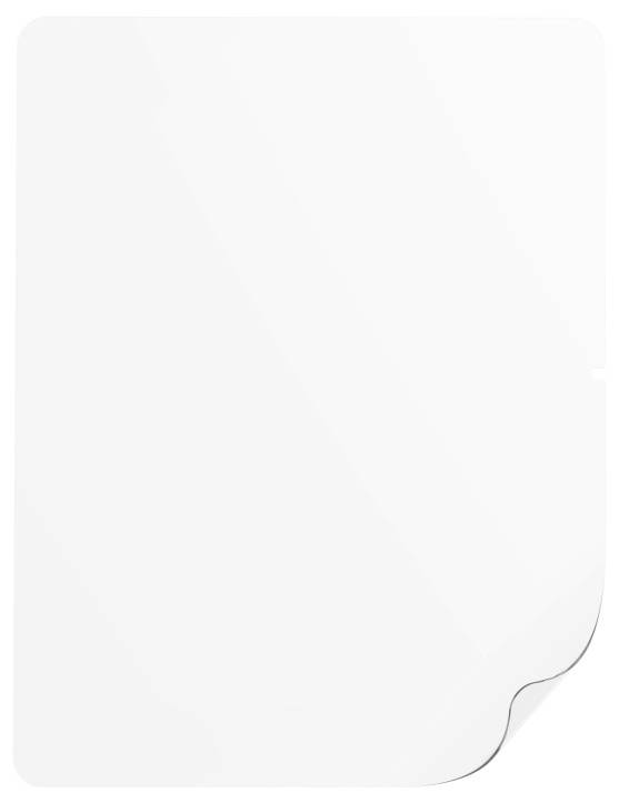 A blank white sheet of paper with a slightly curled bottom corner on a plain background.