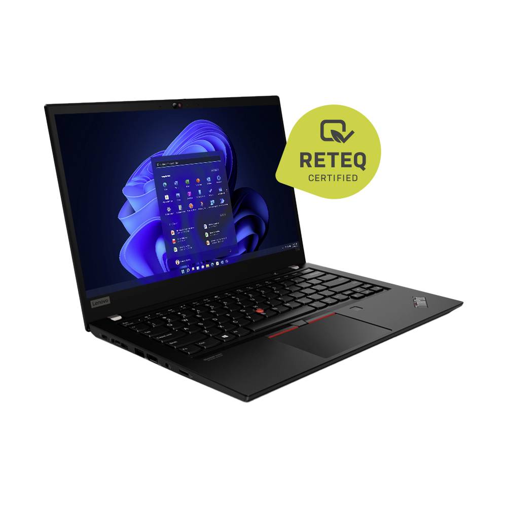 A black laptop displaying a blue-themed operating system interface, with a 'RETEQ Certified' badge beside it, indicating certification status.