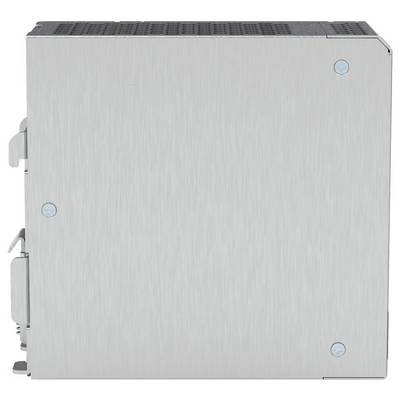 A silver metal server case with visible screws on the side, featuring a brushed finish and handles on the front for easy access.