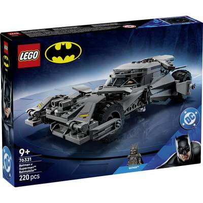 LEGO Batmobile toy set for ages 9+, features a gray Batmobile model with 220 pieces, from 'Batman v Superman'.
